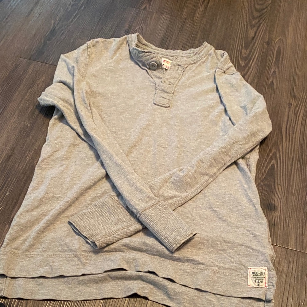 Gray Long Sleeve Henley Shirt